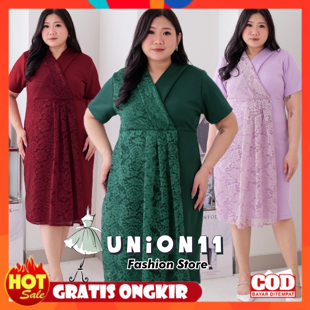 KAIN ADEM HALUS TEBAL / UNION11 - DRESS JUMBO WANITA LD 120 / BAJU JUMBO WANITA / DRESS SCUBA JUMBO 