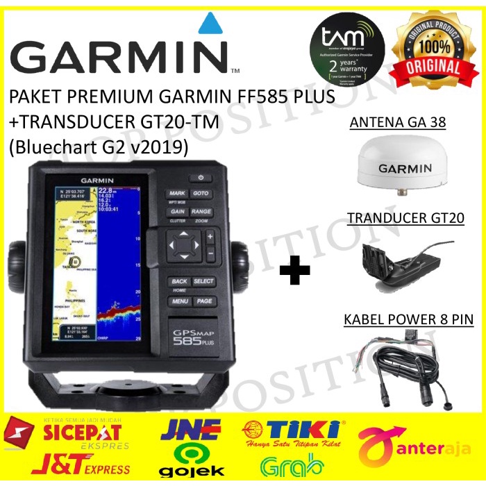✨LARIS✨ -GARMIN GPSMAP 585 Plus + GT-20TM PETA LAUT G3 Bluechart - Garansi 2 Th