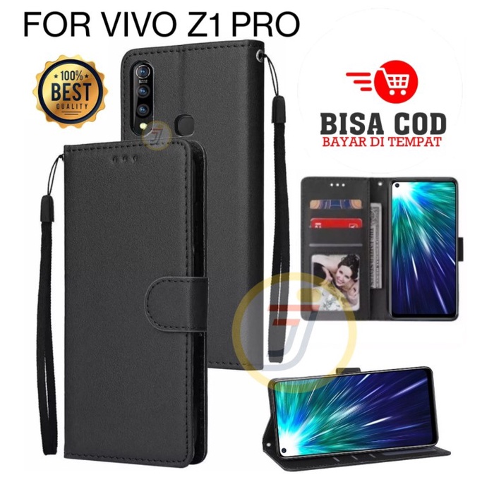 Original Leather Flip Case Vivo Z1 Pro Case Kulit Casing Dompet HP Flip Case Wallet Casing Softcase 