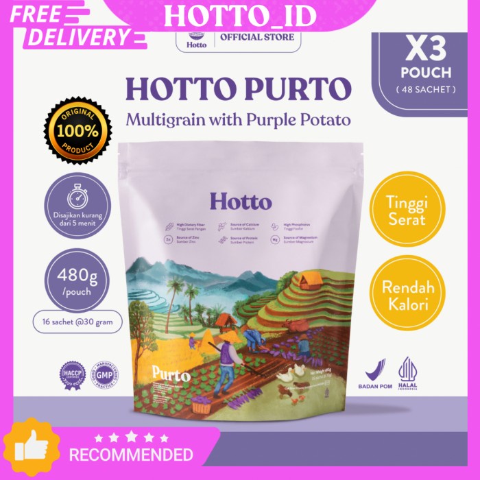 

DH7 PROMO!!! Hotto Purto 3 Pouch (48 sachet) Multigrain with Purple Potato