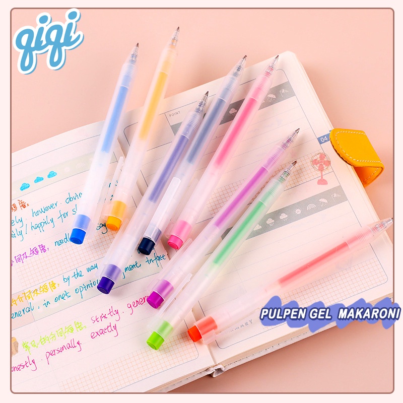 

Pulpen Gel makaroni/gel pen 0.5mm hitam desain makaroni warna - Qiqi Treasure