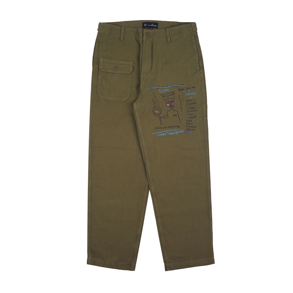 3Second x Basquiat Celana Panjang Pria Loose Pants Carpenter Printing Art 040823