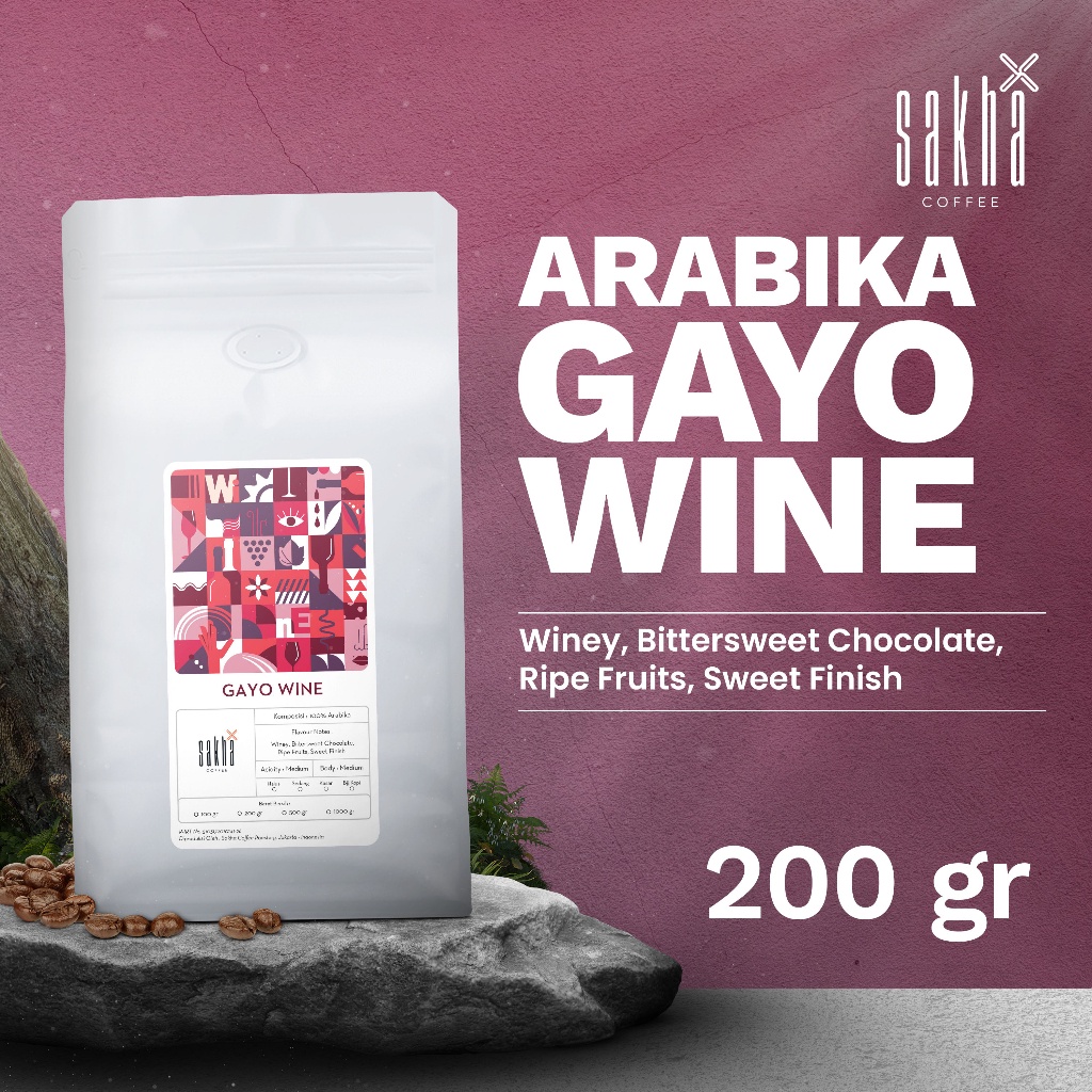 

COD Kopi Arabika Gayo Wine Arabica Coffee 200gr Sakha Roastery Biji Bubuk Coffe Manual Brew