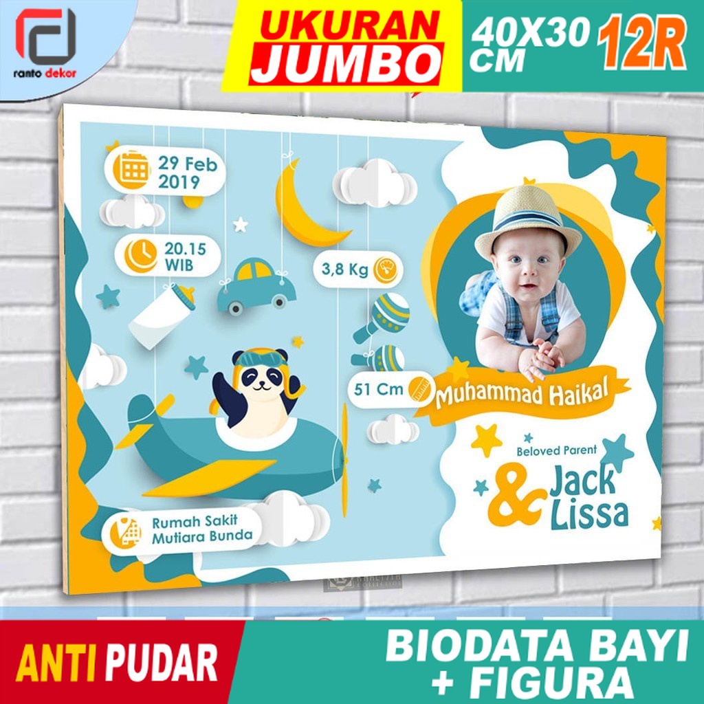 PAPAN NAMA BAYI / LETTER BOARD / papan nama bayi plus figura