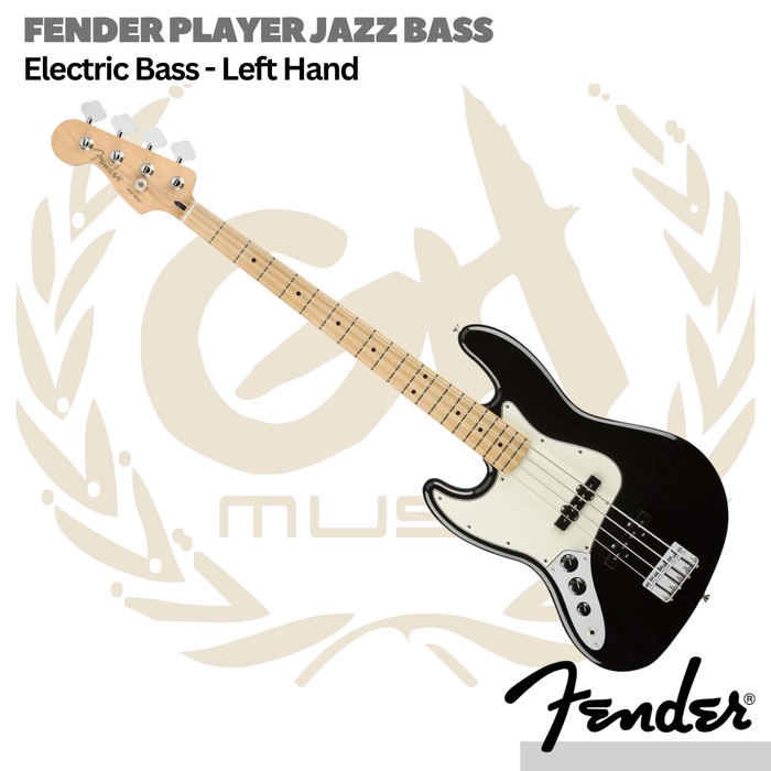 Fender Player Jazz Bass Left-Handed Guitar, Maple FB- Bass Kidal  - Black