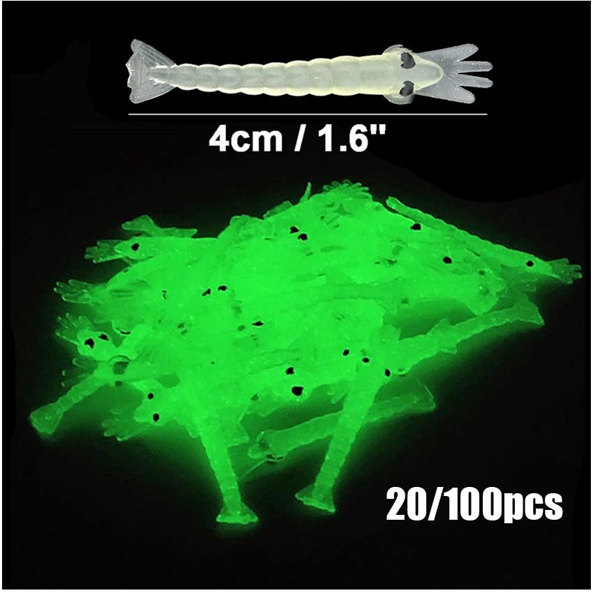 100Pcs Umpan Pancing Udang Softlure Tiruan Kecil Luminous Soft Shrimp Lure Soft Lure Udang Palsu
