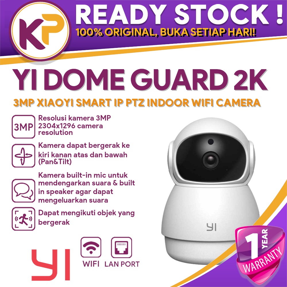 YI DOME GUARD 2K 3MP XIAOYI R37 2WAY AUDIO IP PTZ INDOOR WIFI CAMERA + YI-DOME-GUARD-2K