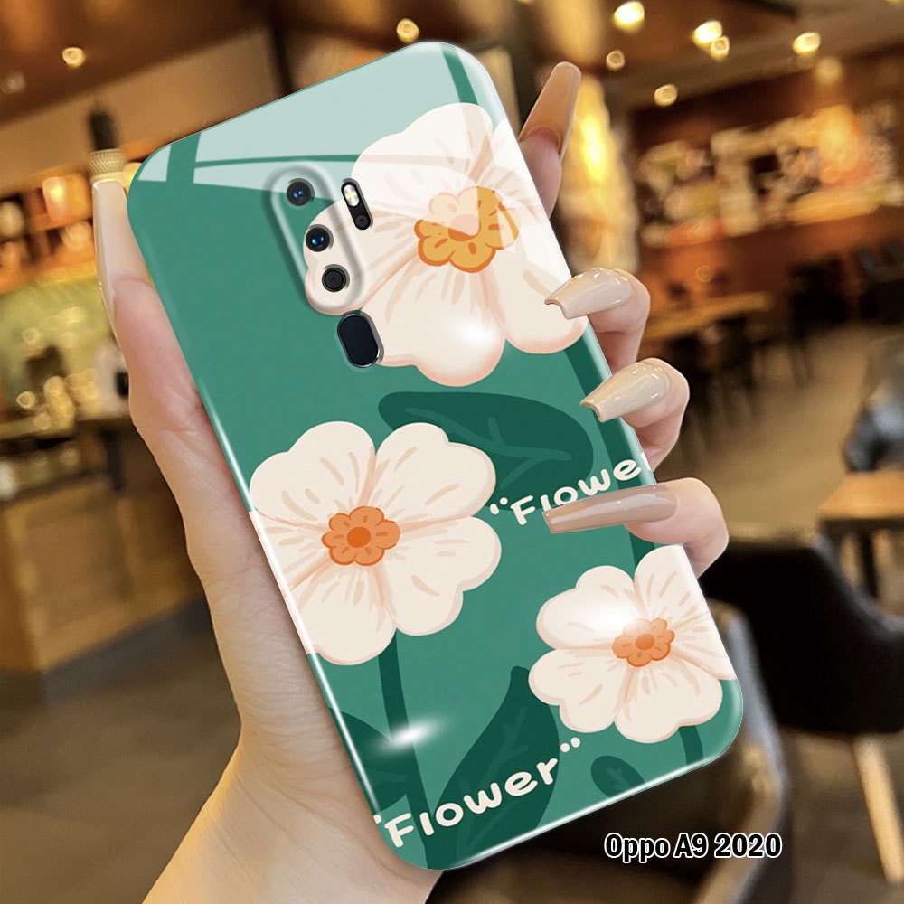 Untuk OPPO A9 2020 A5 2020 A31 2020 New Film Case Gloss Flower Full Cover Casing Camera Protection S