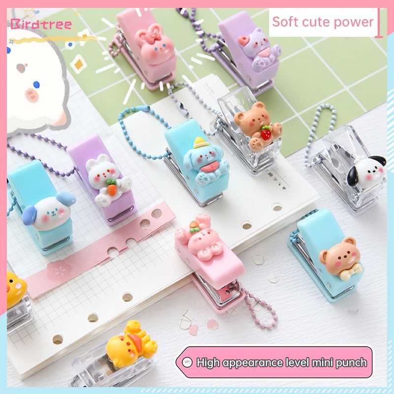 

[Readystock❤️COD]Hole Puncher Kartun Mini Portable Single Student Loose Leaf Notebook Binder Round Hole Puncher
