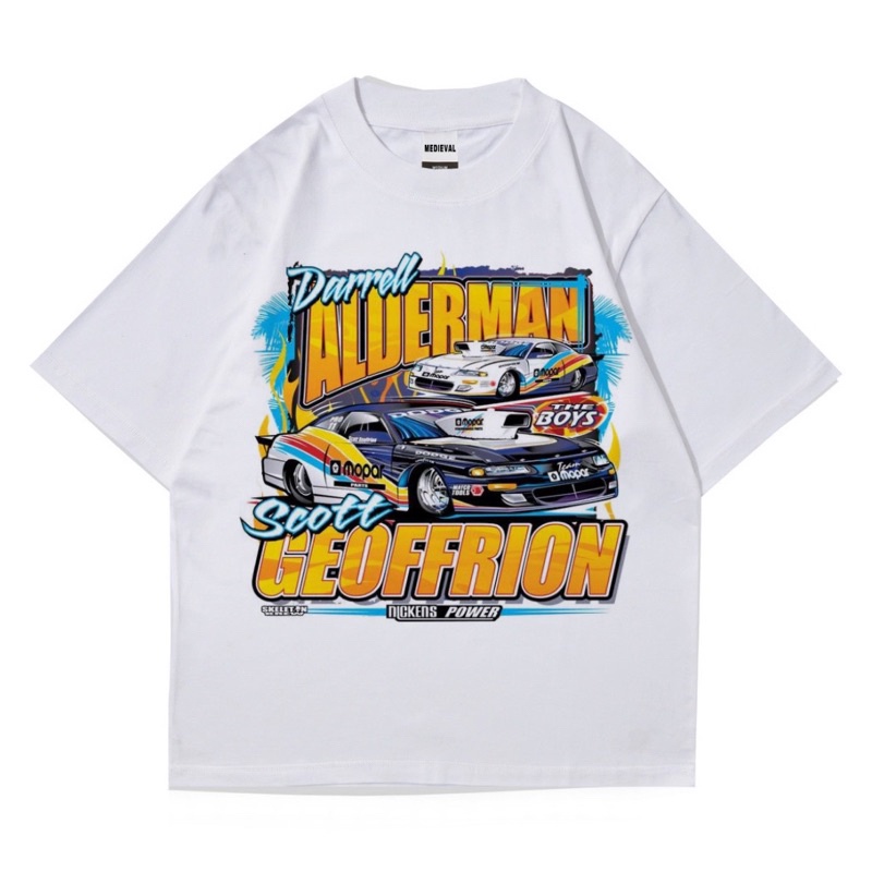 KAOS NASCAR VINTAGE SCOTT & DARREL | T-SHIRT OVERSIZE WHITE NASCAR RUMBLE RACING CAR | BAJU MOBIL BA
