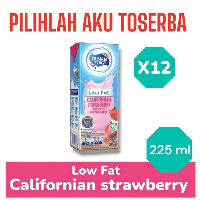 

Susu Frisian Flag LOW FAT CALIFORNIA STRAWBERRY 225 ml -(HARGA 12 pcs)