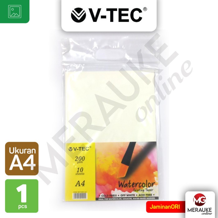 

V-TEC Watercolor Painting Paper 200gsm A4 WCP-20011 (1 Pak isi 10s)