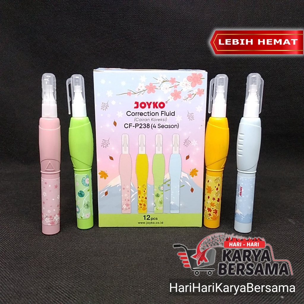 

JOYKO CORRECTION FLUID CAIRAN KOREKSI CF-P238 ISI 12PCS WARNA RANDOM