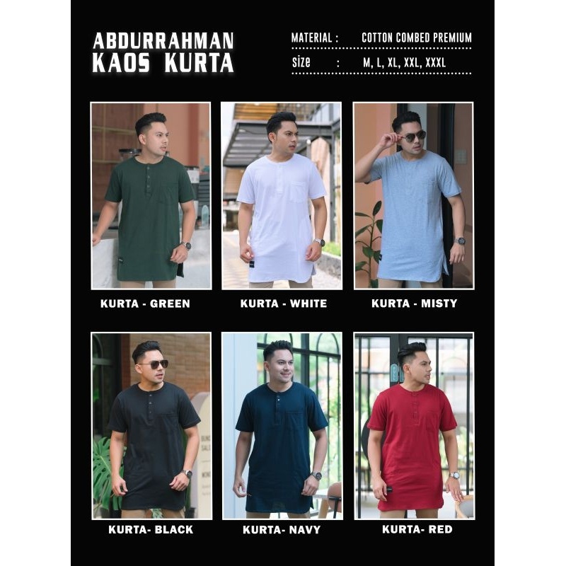Kurta Abdurrahman | Kurta Lengan Pendek | Kurta Premium |  Kurta Kaos Basic Combed 30s | Kurta Pakis