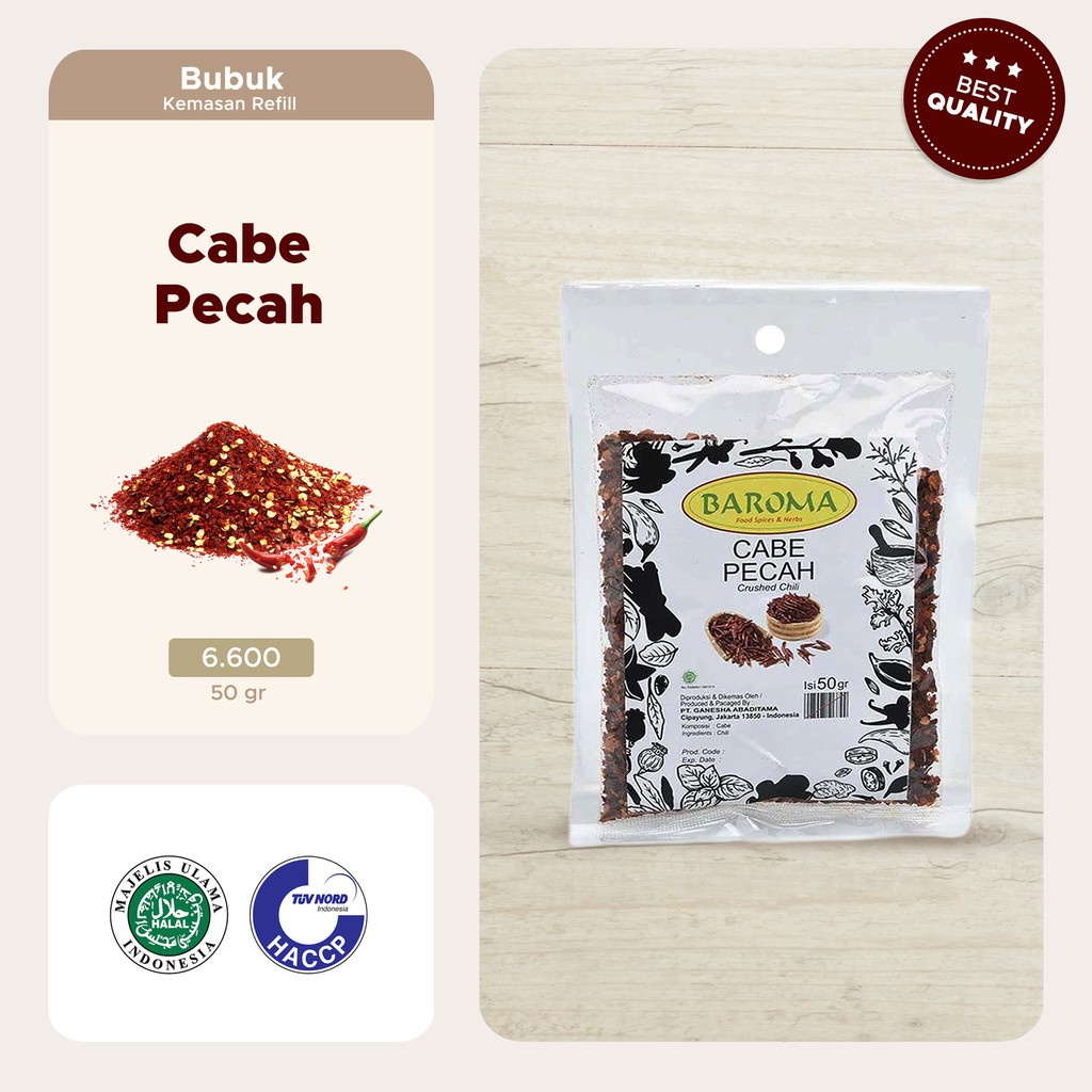 

Cabe Pecah Refill / Chili Flakes 50g - Baroma Bumbu Rempah