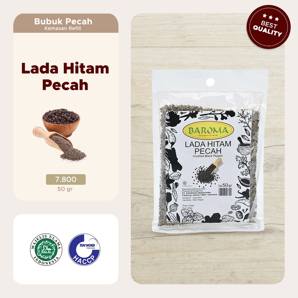 

Baroma Lada Hitam Pecah Bumbu Masak [50 g] Refill