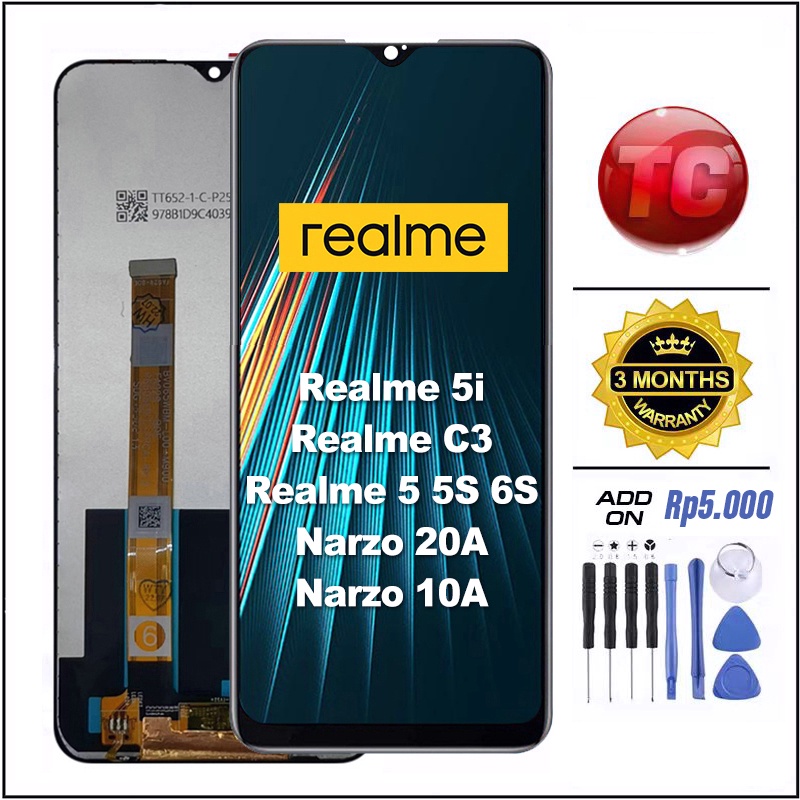 COD LCD Realme 5 5i 5S 6S Realme C3 Narzo 20A 10A Original TOUCHSCREEN Fullset Crown Murah Ori Compa