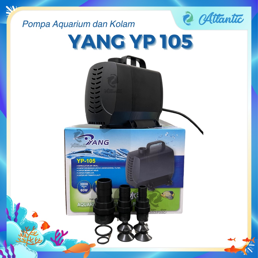 YANG YP 105 60 Watt Mesin Pompa Air Celup Aquarium Kolam Hidroponik Akuarium Water Pump