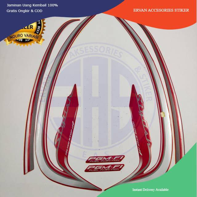 striping honda scoopy stylish 2016 idling stop stiker list body merah motor kualitas