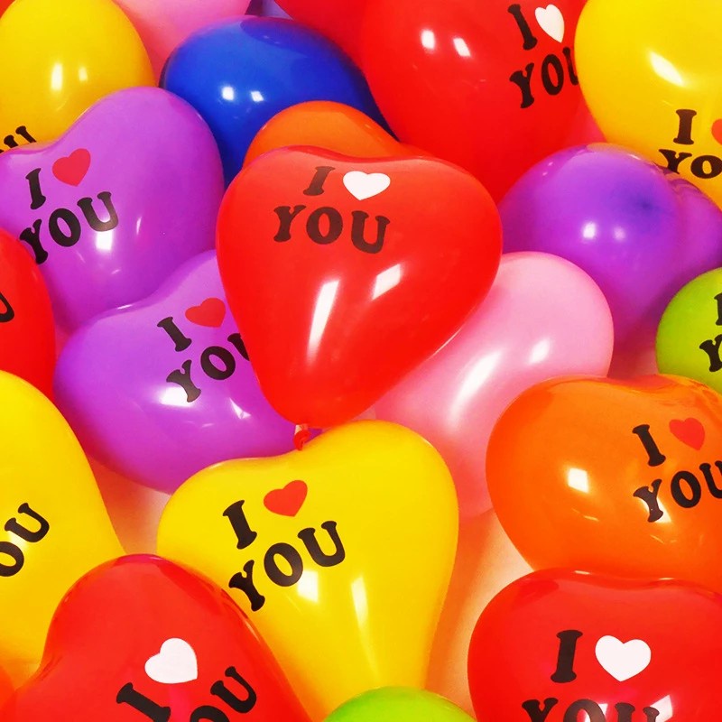 (HASANS PARTY)[100 Pcs] Balon Latex Love 12 Inch / Balon Hati Tulisan I Love You / Balon Heart / Bal