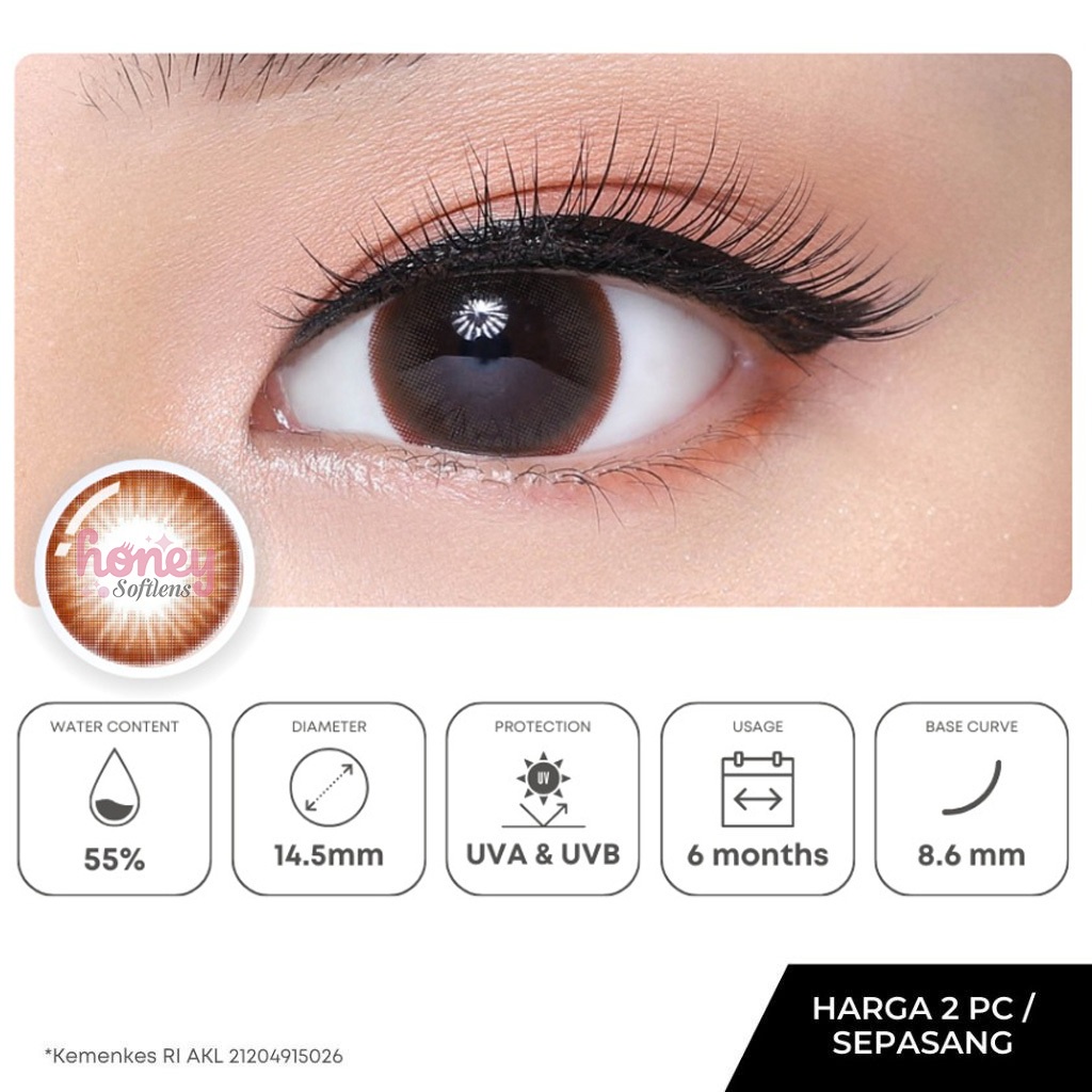 HONEYSOFTLENS Softlens Falling Brown (2pcs/sepasang) - Kitty Kawaii