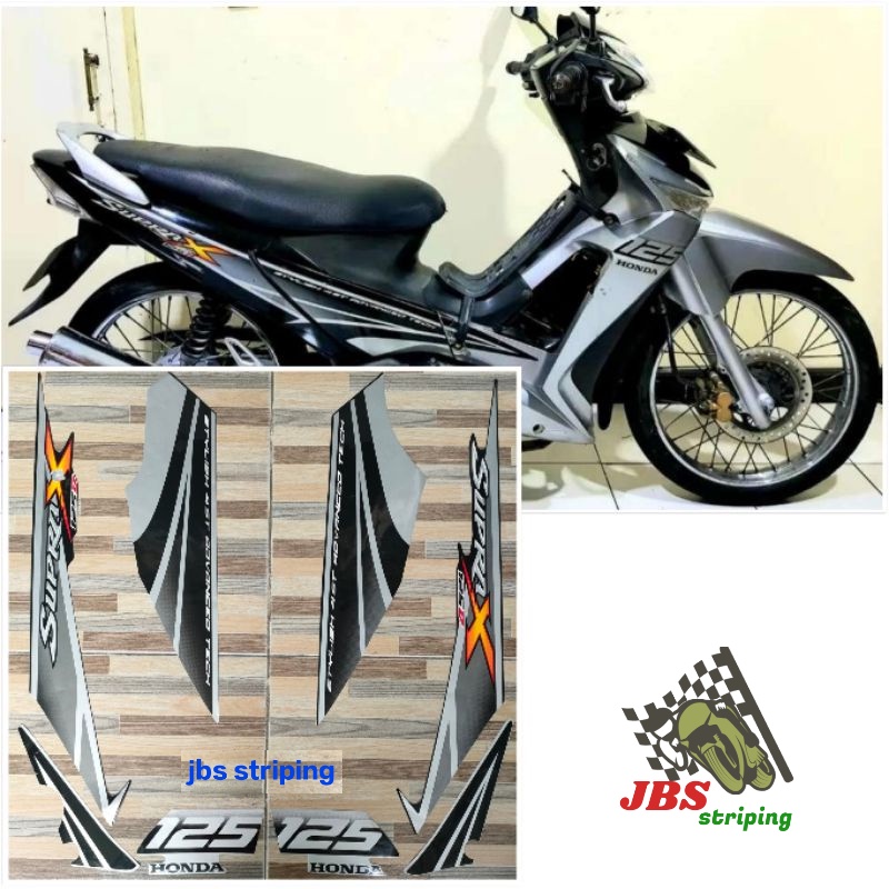 stiker supra 125 d striping  Honda Supra X 125 D silver hitam tahun 2007 2008 list body supra 125d