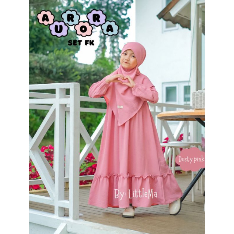 Premium(Realpic)Berkualitas ya baju atasan  Baju Muslim Anak Perempuan / FK Aurora Set Gamis Anak Pe
