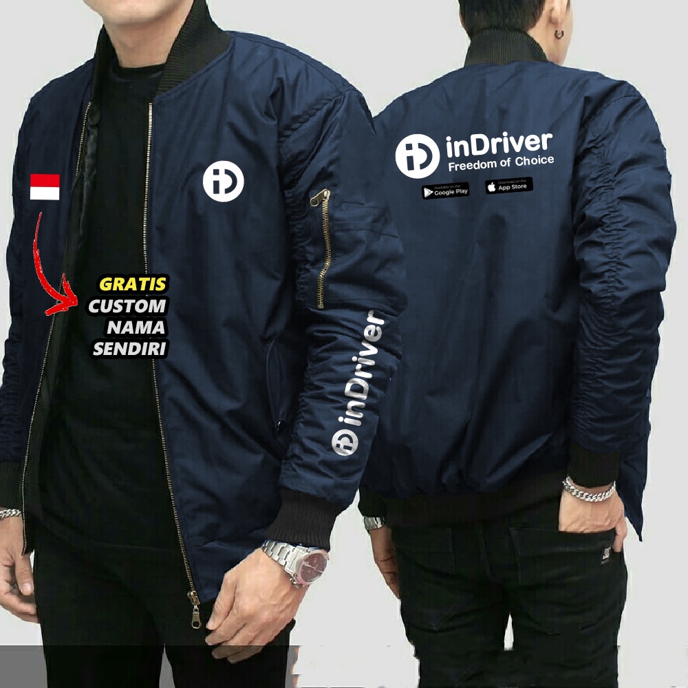 JAKET BOMBER INDRIVER SIZE L XL XXL JAKET CUSTOM SOLO  / JAKET PARASUT / DRIVER INDONESIA / PRIA WAN