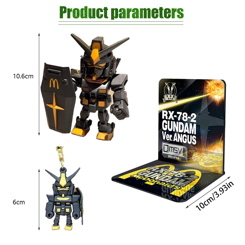 Gantungan Kunci Gundam x McD Versi Angus Souvenir Keychain Gundam Action Figure