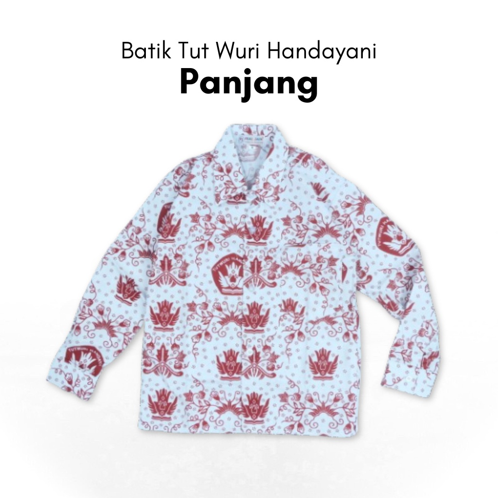 Baju Kemeja Batik Tut Wuri Handayani Merah Seragam Sekolah SD Lengan PANJANG