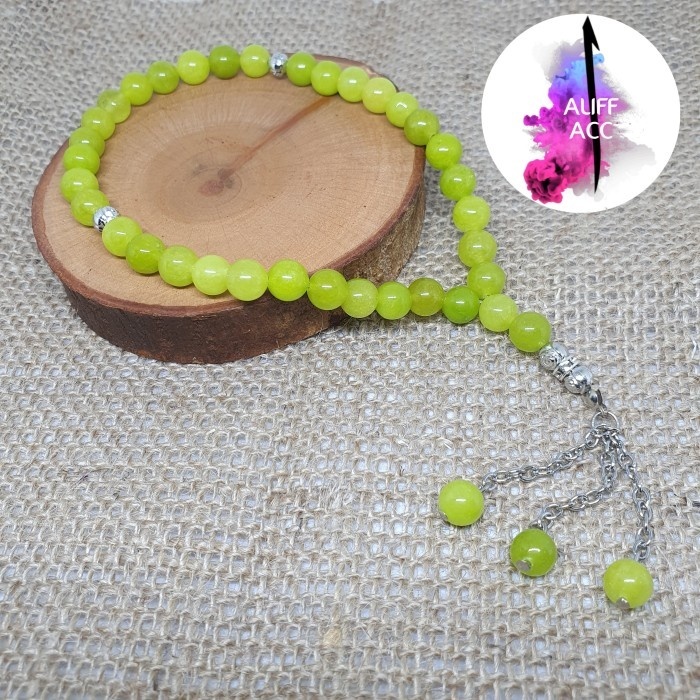 tasbih batu natural giok 33 butir 8 mm
