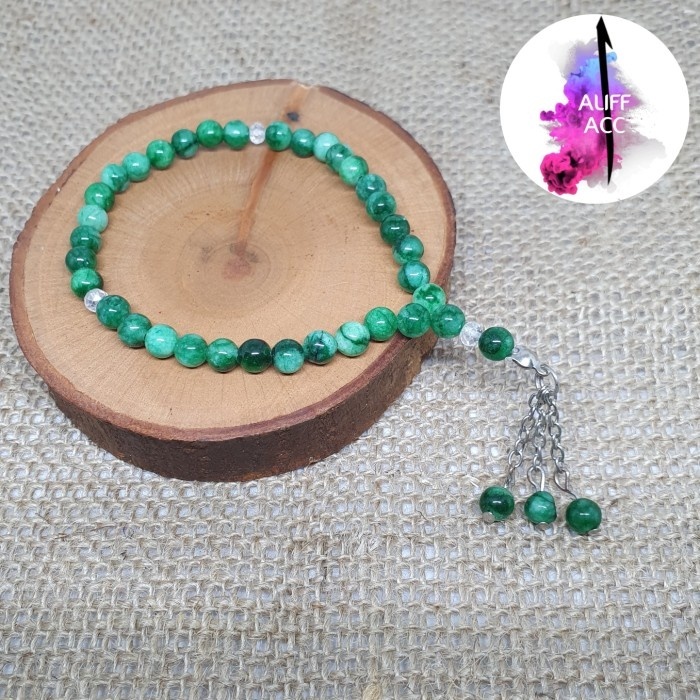 tasbih batu giok burma hijau 6 mm 33 butir