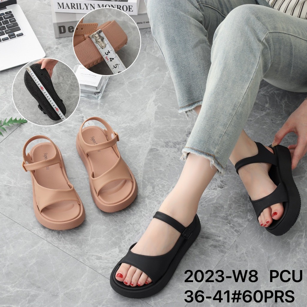 Balance 2023 Sandal Wedges Wanita Import Sendal Tebal Tali Belakang Jelly Cewek Perempuan