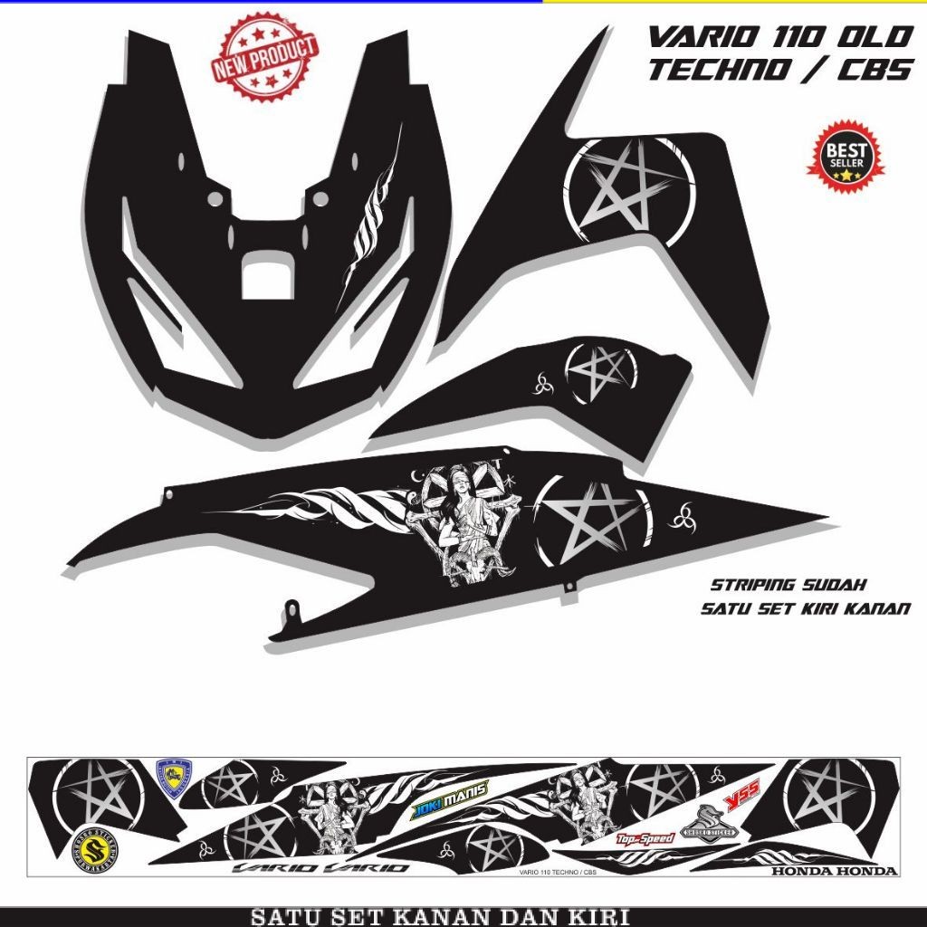 MOTIP STICKER MOTOR VARIO TECHNO OLD 110 /STIKER VARIO 110cc LAMA CARBU TECHNO