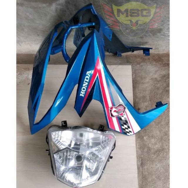Cover body tameng depan plus reflektor lampu depan beat eco all new 2017-2018