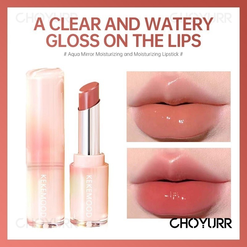【COD】KEKEMOOD Watery Glow Lipstik Keke Mood Gloss Lip Mirror Moisturizing Whitening Pelembab Tahan L