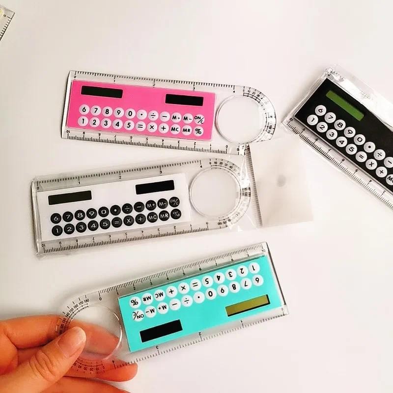 

10 Cm Ruler Calculator Solar Card Mini Calculation Student Arithmetic Multifunctional Calculator Computer Support Wholesale
