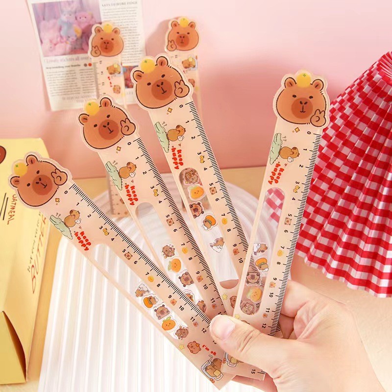 

Cartoon Capybara Cute animal Plastic Straight Rulers stationery Supplies Planner Accessories Student Prize Children's Day Gift