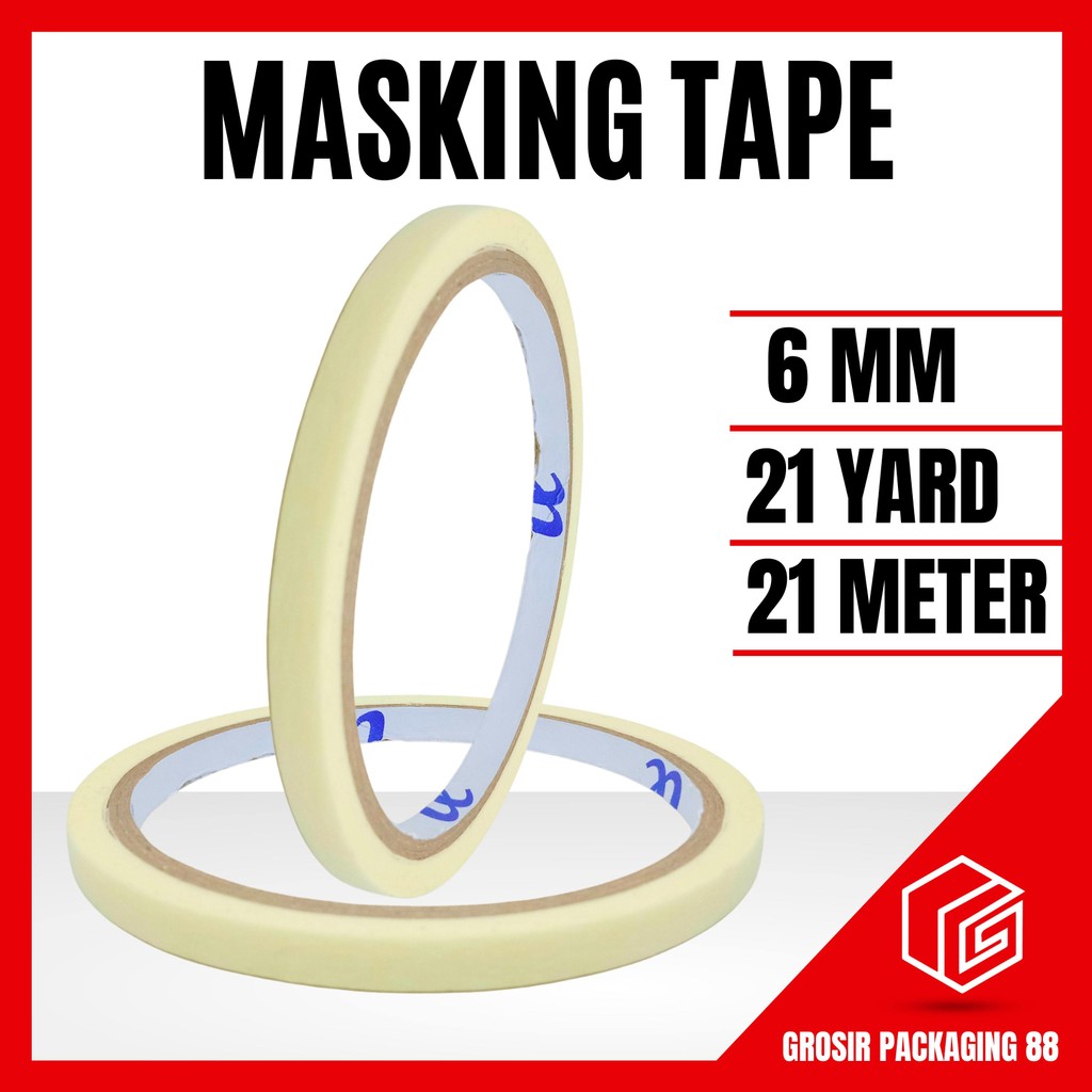 

Masking Tape Lakban Isolasi Kertas 6MM 21M 25Y 25 Yard Bukan Nichi Serbaguna High Quality