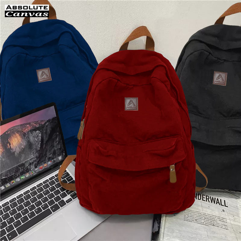 PUHFT Tas Kanvas Pria Wanita (HITAM) Tas Ransel Kanvas Pria Wanita (ARMY) Tas Pria Wanita Kanvas (NA