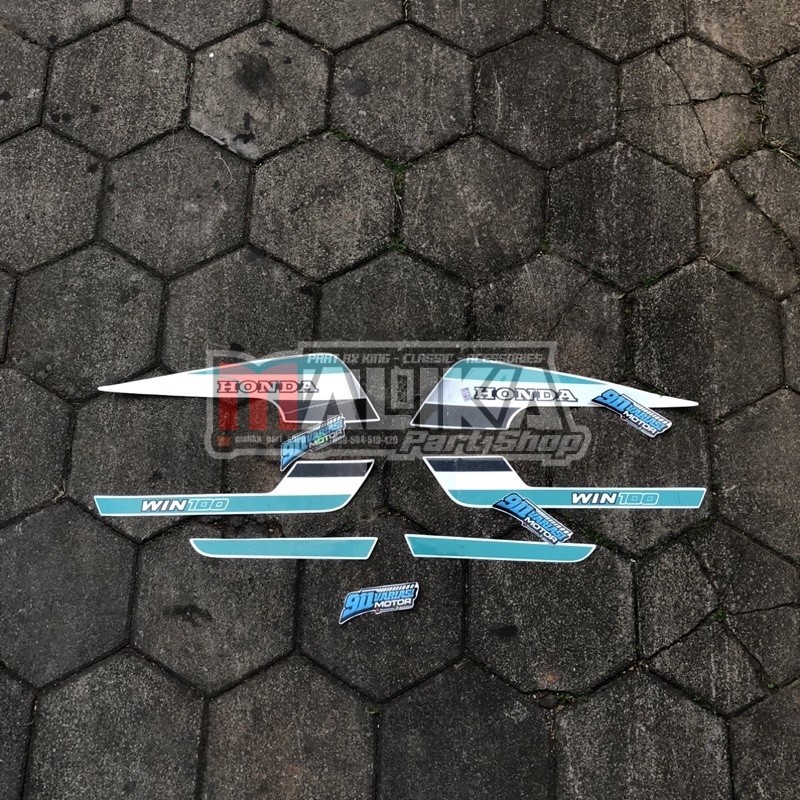 Striping Stiker List Body Win100 | Variasi Custom Body Set Tangki Honda Win 100 | Warna Hijau Tosca 