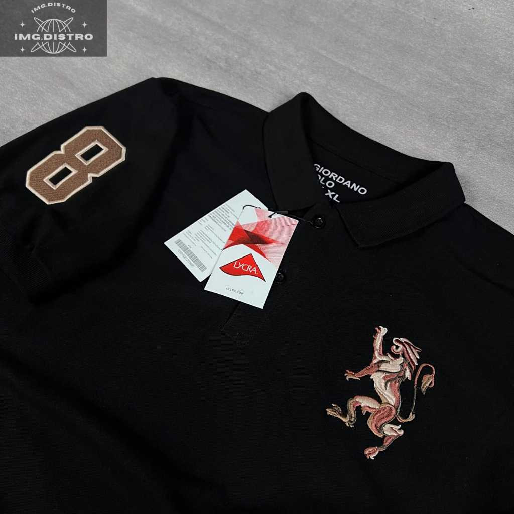 CK58K Polo Shirt GIORDANO 3D Lion Mens Shirt Kaos Krah For Man Bordir Bahan Katun Pique Diamond