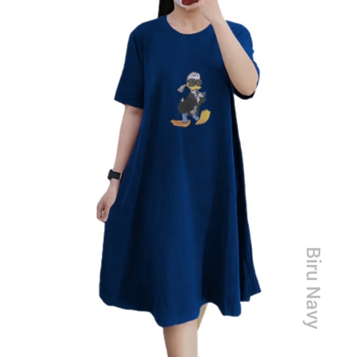 Tunik Busana Muslim Wanita Murah / kaos tunik dress baju tunic polos wanita sage green - Biru Navy, 