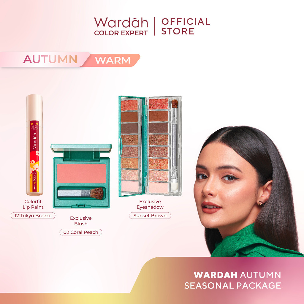 [BUNDLE] WARDAH Paket Autumn Seasonal Colorfit Lip Paint 4.2 g + Exclusive Blush 3 g + Exclusive Eye