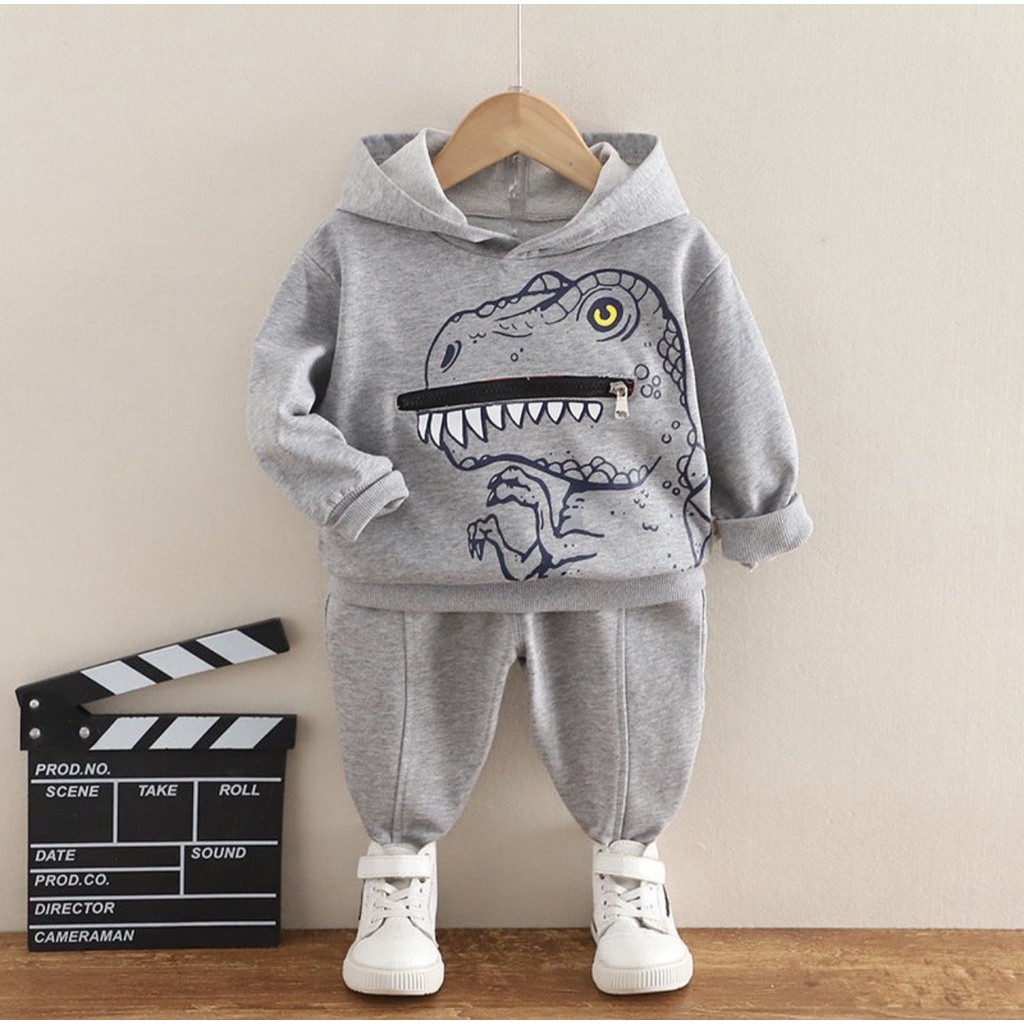 baju anak kekinian sweater hoodie t-rex setelan anak laki2 dan perempaun 1-6 tahun /Terbaru