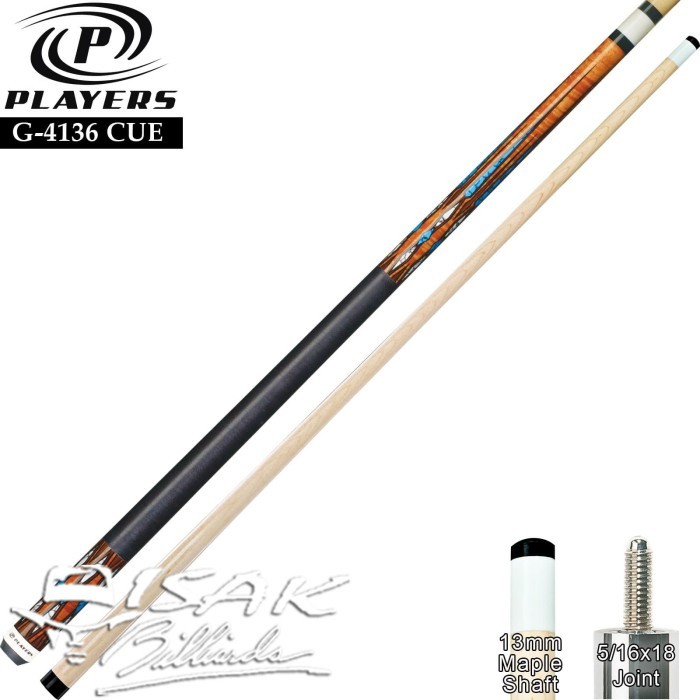 Players G-4136 Pool Cue - Maple Billiard Stick Stik Biliar Player Main