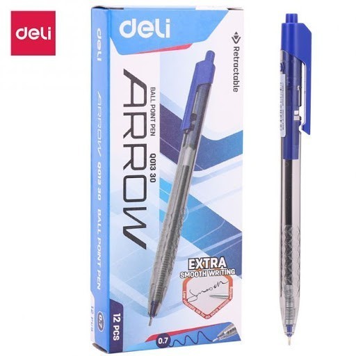 

Deli Pulpen Cetek Halus / Retractable Smooth Ballpoint Pen EQ01330 - Biru