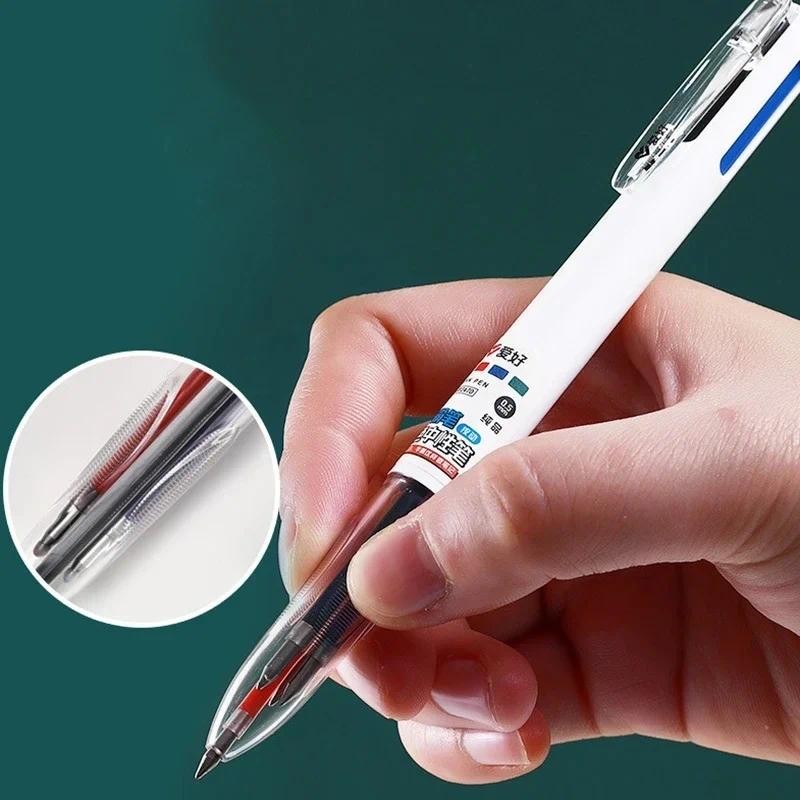 

2+16pcs 4 In 1 Multicolor Ballpoint Pen Colored Retractable Gel Pen Black/Blue/Green/Red Ink School Writing Supplies Stationery
