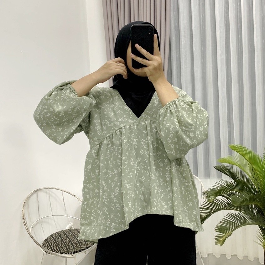 SESA BLOUSE KOREA / BAJU BLOUSE KOREAN STYLE | BLOUSE MOTIF BUNGA | BLOUSE VINTAGE