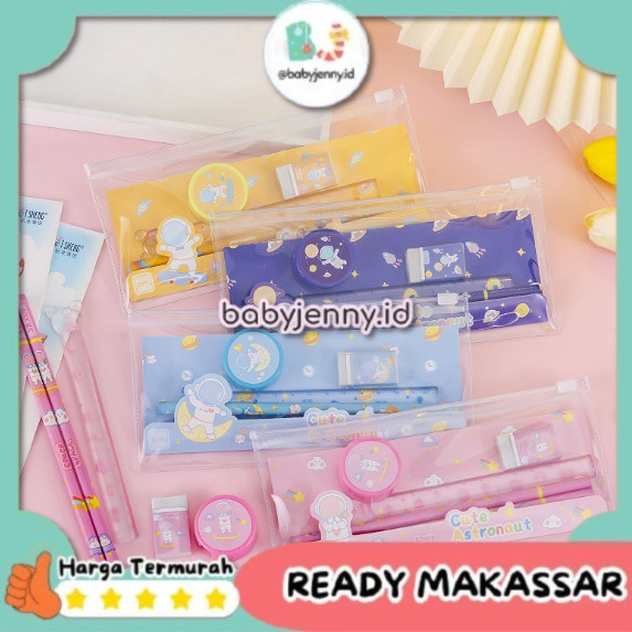 

[babyjenny.id] J516 Alat Tulis Set Mini Stationary Pensil set Tempat pensil / Set Alat Tulis 5 In 1 Karakter / Warna-Warni Astronot Stationary / Set Alat Tulis